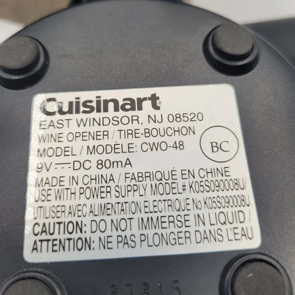 Cuisinart Cordless Wine Opener‎ Model CWO-48 Effortless